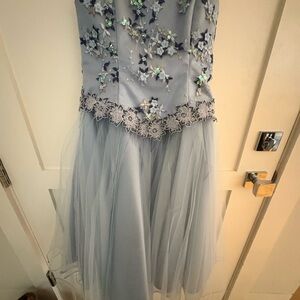 Charming Floral Kids Dress in Blue
